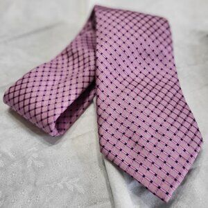 Kirkland Tie. Dark Pink in color with pink and blue designs.